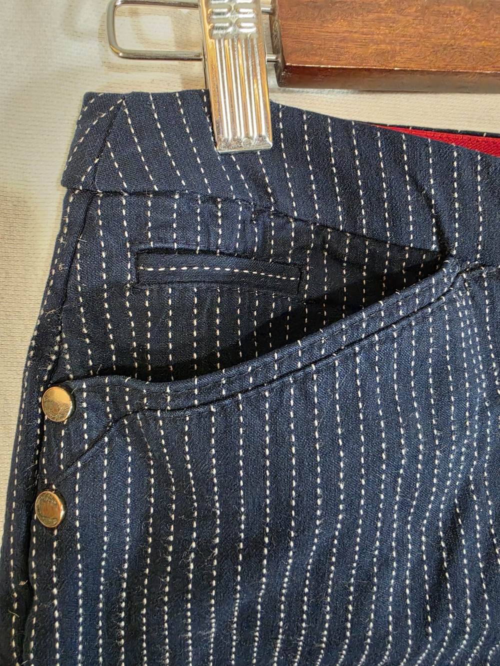Charter Club Navy Blue Pinstriped Slim Leg Pull-On Career Pants Sz 4